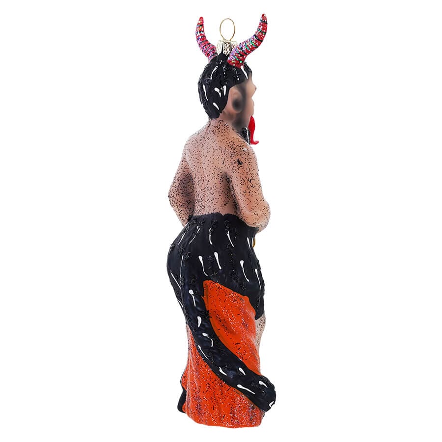 Glittered Krampus Holding Gold Chain Ornament